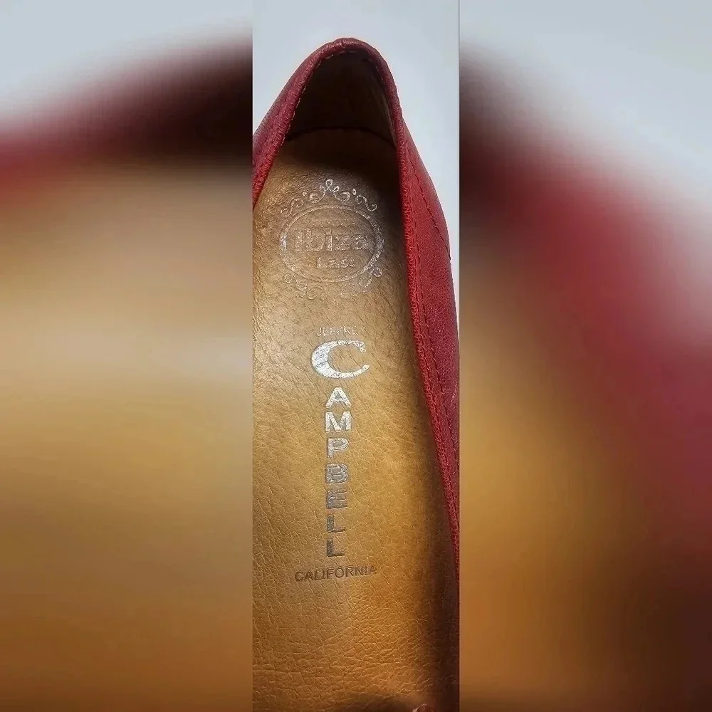 Jeffrey Campbell Ibiza Last Leather Slip On Wedge Size 6.5 Blood Orange